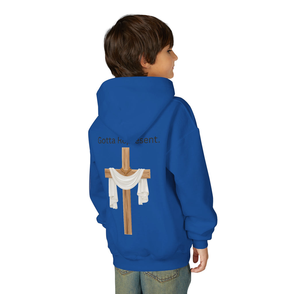 Youth Hoodie — "Be Good" Cross Prayer Christian Sweatshirt