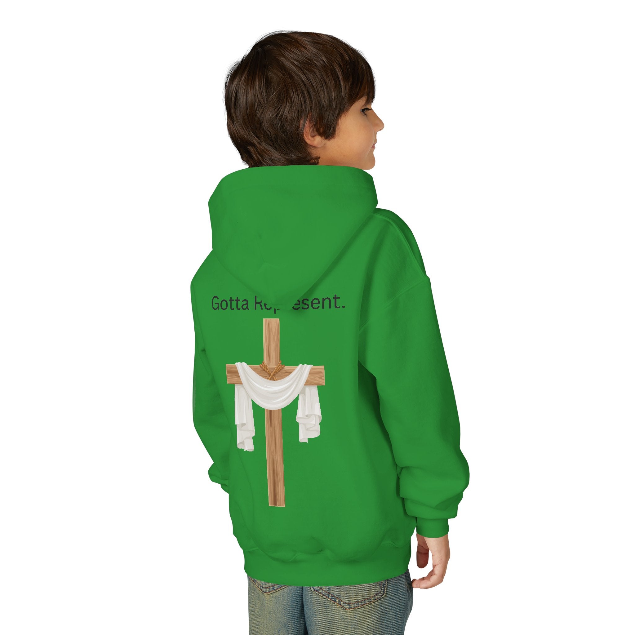 Youth Hoodie — "Be Good" Cross Prayer Christian Sweatshirt
