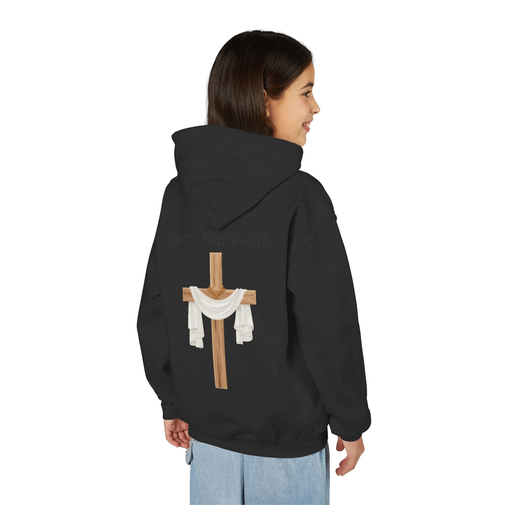 Youth Hoodie — "Be Good" Cross Prayer Christian Sweatshirt