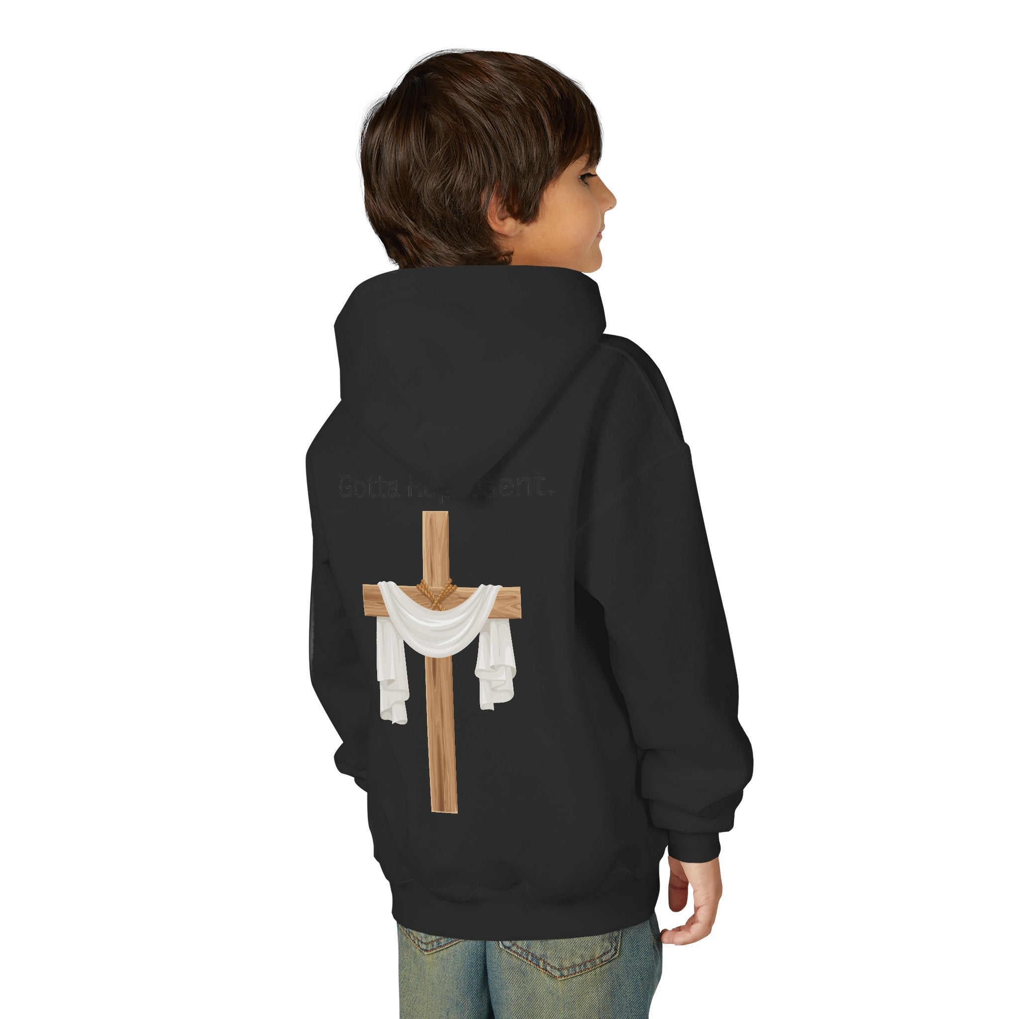 Youth Hoodie — "Be Good" Cross Prayer Christian Sweatshirt